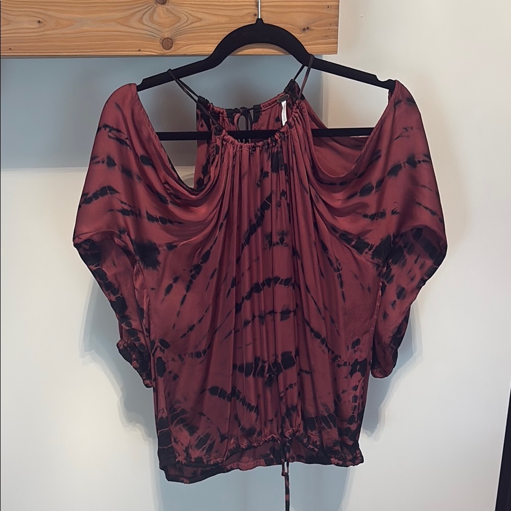 Red and Black cold shoulder Blouse